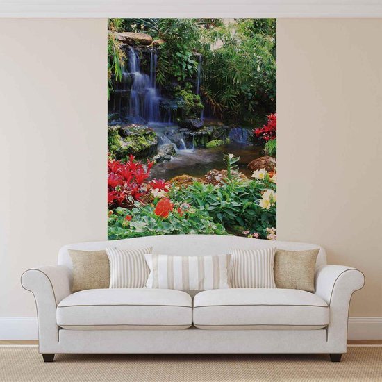 Fotobehang Waterfall Forest Nature | PANORAMIC - 250cm x 104cm | 130g/m2 Vlies