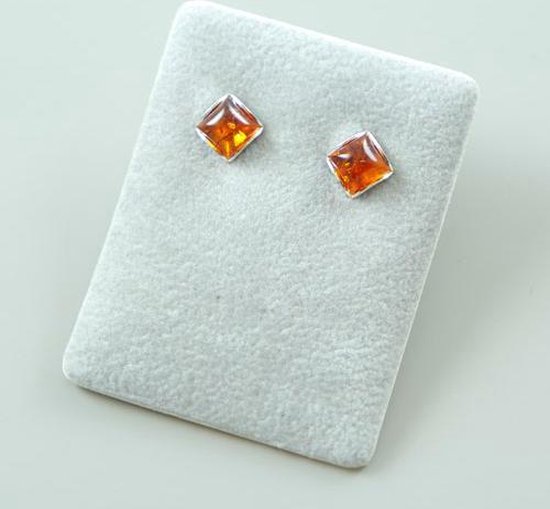 House of Jewels Barnsteen Oorbellen Oorknoppen 925 Zilver Amber
