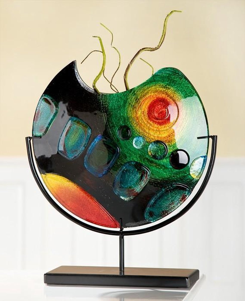 Gilde Glazen siervaas Sunrise Tafelvaas Decoratieve vaas op standaard 37 cm hoog