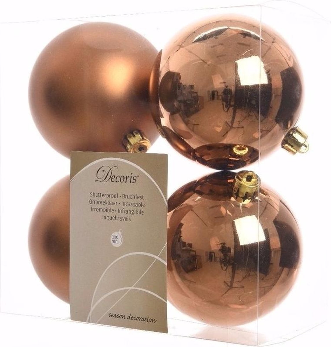 Kerstboom decoratie kerstballen mix brons 4 stuks