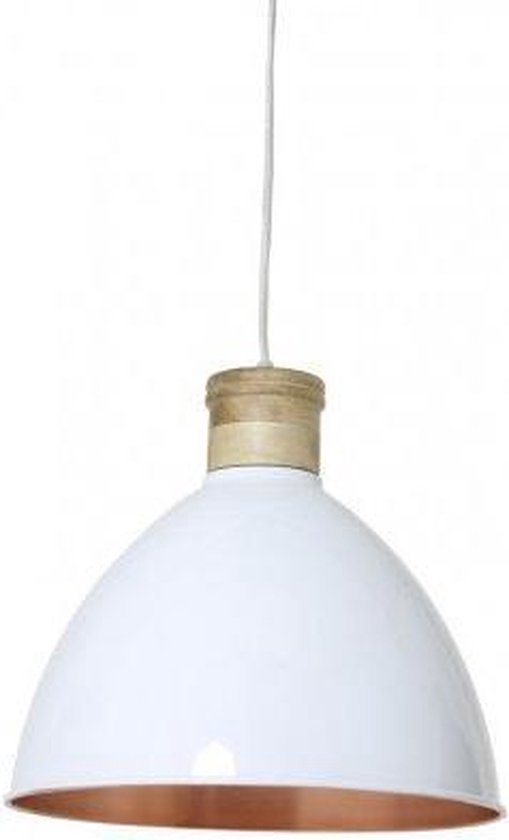 huwelijk Berouw servet Hanglamp wit koper met houten kop | bol.com