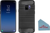 Pearlycase® Zwart Carbon Geborsteld TPU Hoesje Geschikt voor Samsung Galaxy S9