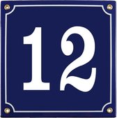 Emaille huisnummer blauw nr. 12