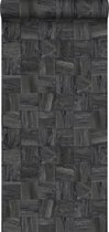 Origin Wallcoverings eco texture vlies behangpapier sloophout motief zwart - 347520 - 53 cm x 10,05 m