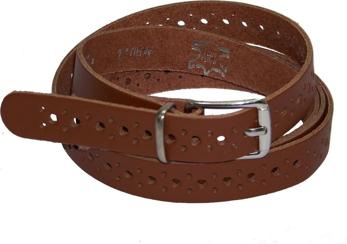 100% leer - 2 cm breed - Damesriem met gaatjes - cognac - taillemaat 95 cm.