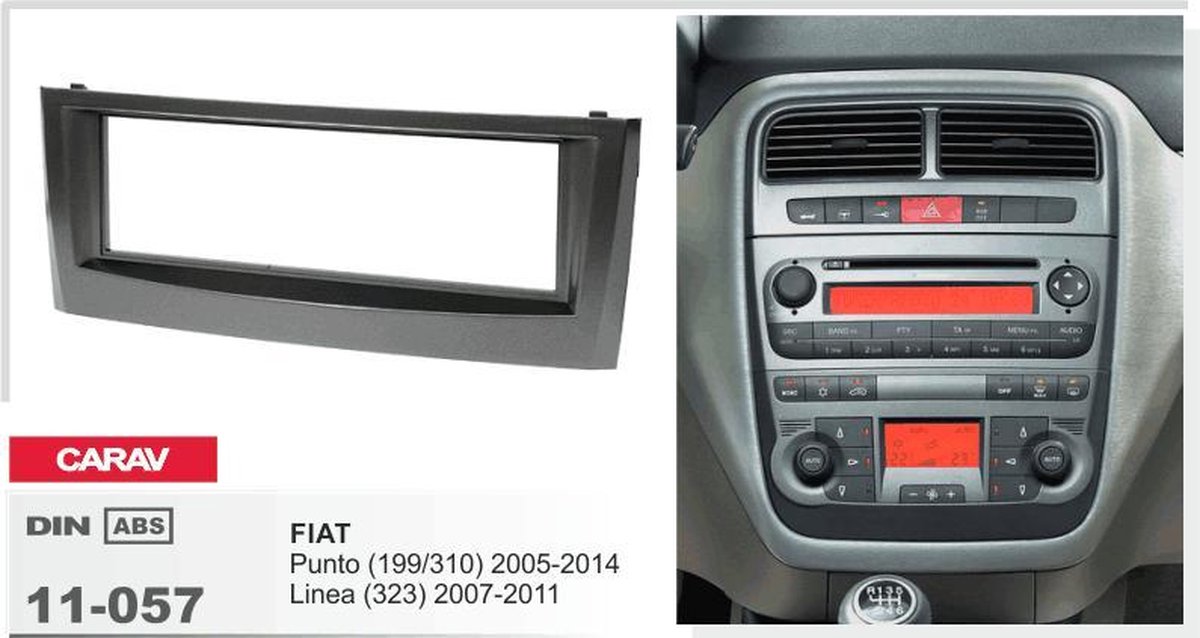 1-DIN FIAT Punto (199/310) 2005-2014, Linea (323) 2007-2011 panneau  d'installation... | bol