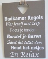 tekstbord badkamer regels bruin