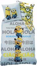 Minions Hola - Dekbedovertrek - Eenpersoons - 140x200cm - Grijs