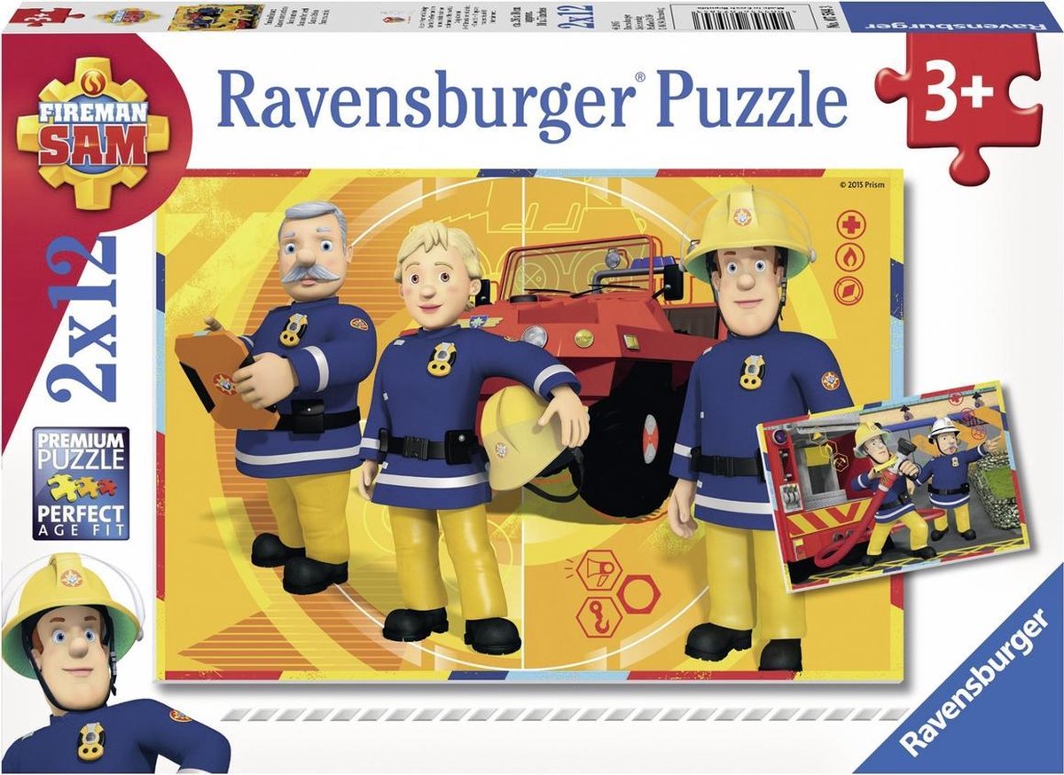 Ravensburger puzzel Brandweerman Sam aan het werk- 2x12 stukjes - kinderpuzzel