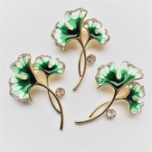 Geshe-Broche luxe dubbele ginkgo blaadjes