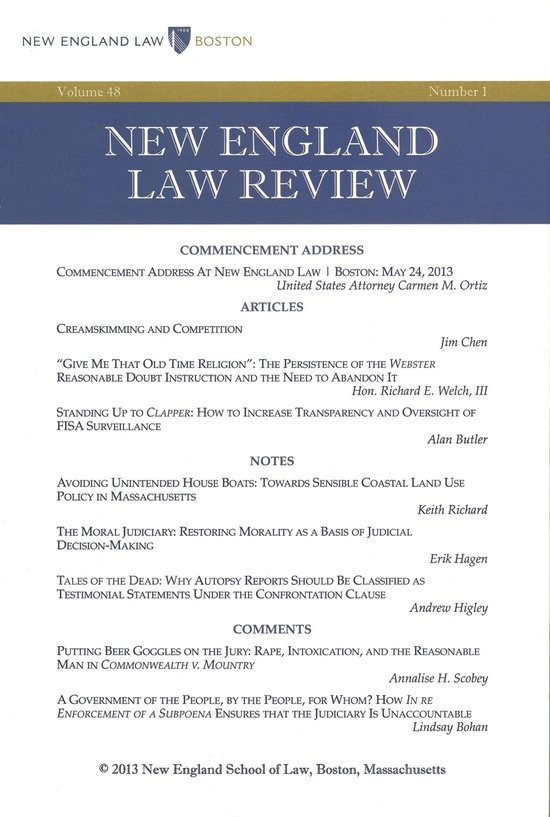 New England Law Review: Volume 48, Number 1 - Fall 2013 - cover