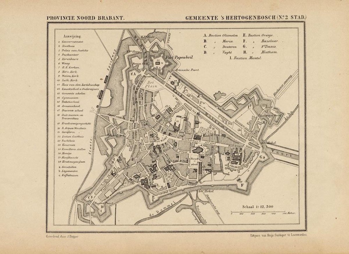 Groenteboer domein Stadion Historische kaart, plattegrond van de stad Den Bosch of s Hertogenbosch in  Noord... | bol.com