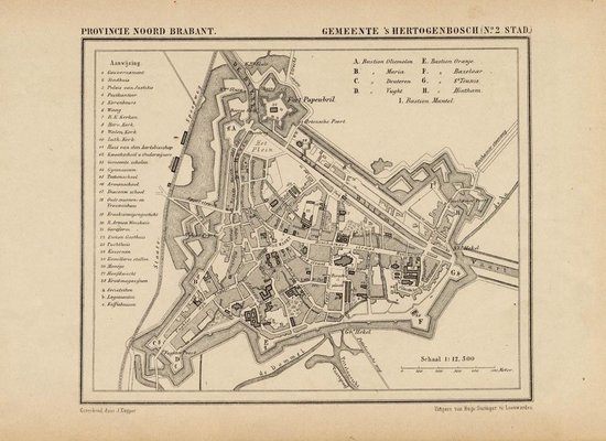 Historische kaart, plattegrond van de stad Den Bosch of s Hertogenbosch in  Noord... | bol.com
