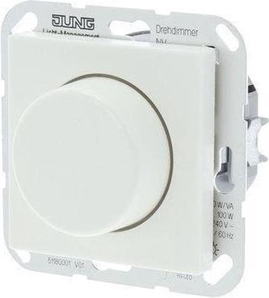 Jung AS500 Inbouw Dimmer Tot 500W Halogeen Drukwissel Polarwit