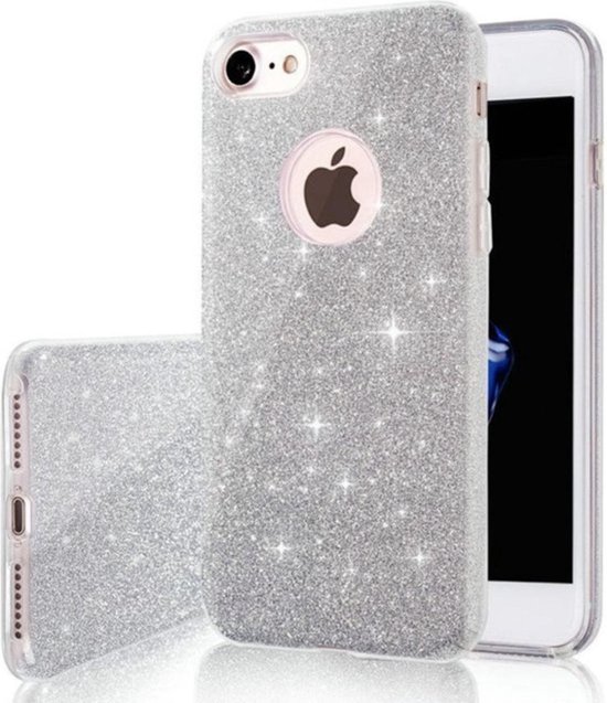 bodem kaas vliegtuigen Luxueuze Glitter Hoesje - iPhone 6 6S - Zilver - Bling Bling cover - TPU  case | bol.com