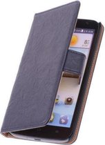 BestCases Stand Nevy Blue Luxe Echt Lederen Book Wallet Hoesje Huawei Ascend Y320