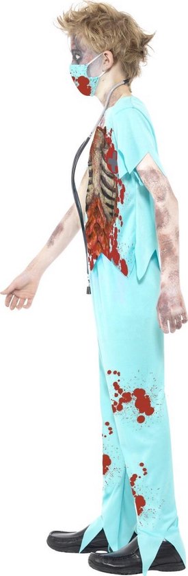 SMIFFY'S - Zombie skelet dokter kostuum voor kinderen - 158/170 (13-15 jaar)