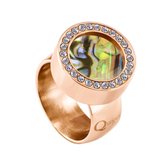 Quiges RVS Schroefsysteem Ring met Zirkonia Rosékleurig Glans 19mm met Verwisselbare Multi Groen Schelp 12mm Mini Munt