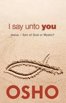 Boek met de titel 'I say unto you' en een vis-symbool getekend in het zand. De naam OSHO staat onderaan.