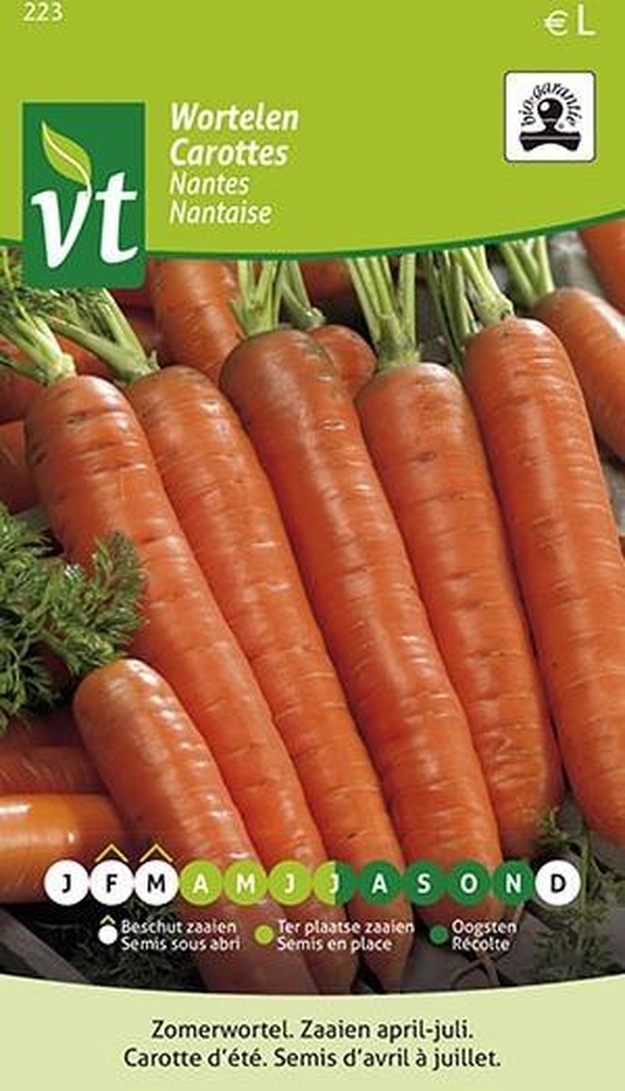Wortelen Nantes - Slanke, goed gekleurde wortel en goed bewaarbaar