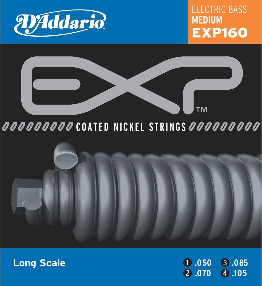 D'Addario EXP160 Medium 50-105 coated snarenset voor basgitaar