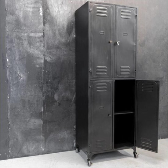 Spuug uit rok Auroch Lockerkast - metaal - zwart - op wielen - 62 x 42 x 171 cm | bol.com