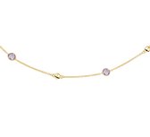 The Jewelry Collection Ketting Amethyst 41 - 44 cm - Geelgoud