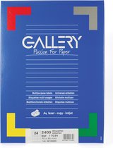 6x Gallery witte etiketten 70x35mm (bxh), rechte hoeken, doos a 2.400 etiketten