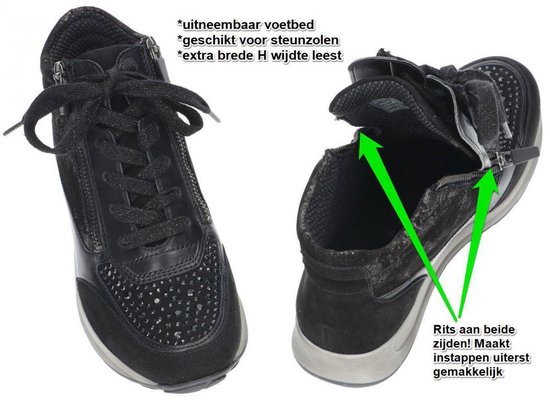 Ara -Dames - zwart - sneaker-sportief - maat 38½ | bol.com