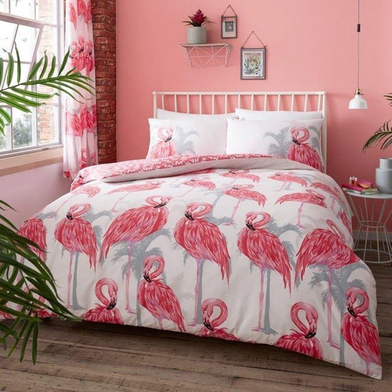 Flamingo dekbedovertrek - eenpersoons - Flamingo's dekbed | bol.com