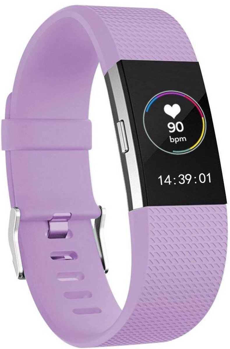 KELERINO. Siliconen polsbandje voor Fitbit Charge 2 Licht Paars - Large