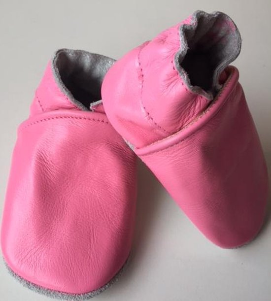 Leren baby slofjes – roze maat s | bol.com