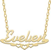 Gouden ketting met naam en hartjes