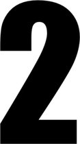 Cijfer 2 Deursticker Dikgedrukt - Kliko Sticker - Huisnummer - Zwart