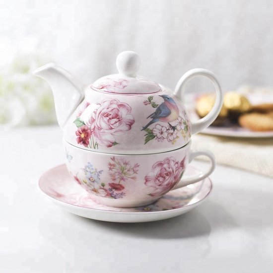 Tea for one Bird&Flower Green Theepot en kopje in een | bol.com