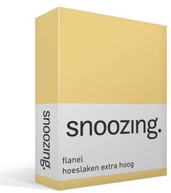 Snoozing - Flanel - Hoeslaken - Extra Hoog - Lits-jumeaux - 180x210/220 cm - Geel