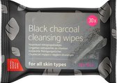 Zwarte Houtskool Gezichtsdoekjes – 30 Stuks – 20x15cm | Absorbeert Oliën en Vuil en Effectief Tegen Acne | Black Charcoal Facial Cleansing Wipes | Make-up Gezichtsreiniger | Gezichtsreiniging