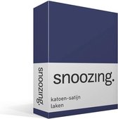 Snoozing - Katoen-satijn - Laken - Lits-jumeaux - 280x300 cm - Navy
