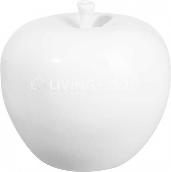 Decoratieve, grote witte aardewerk appel, 23 x 23 cm | bol