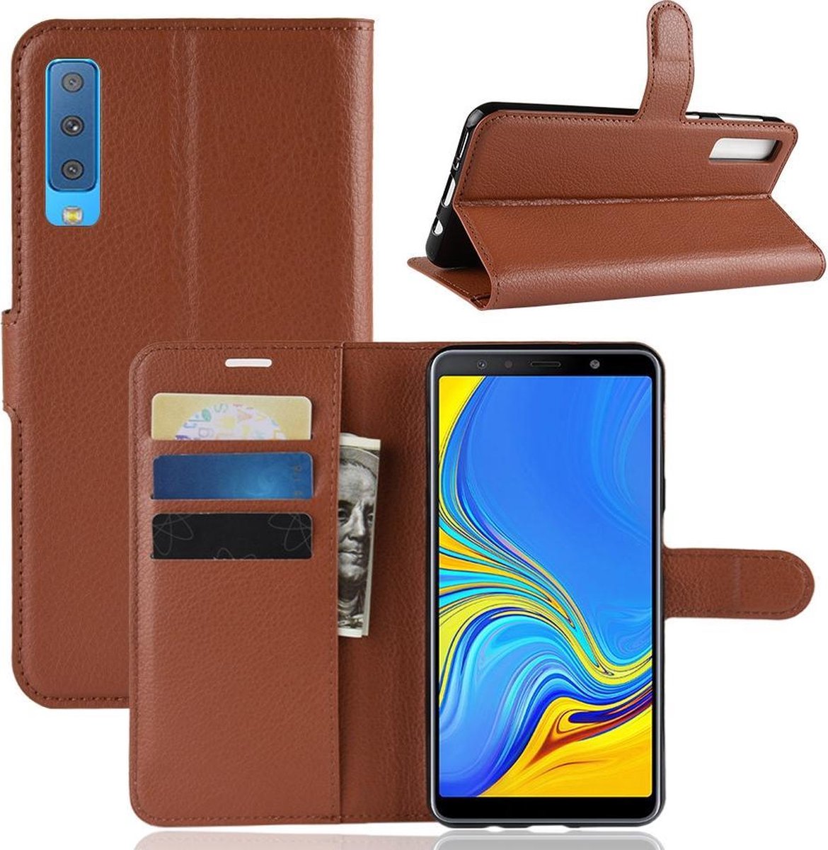 Book Case - Geschikt voor Samsung Galaxy A7 (2018) Hoesje - Bruin