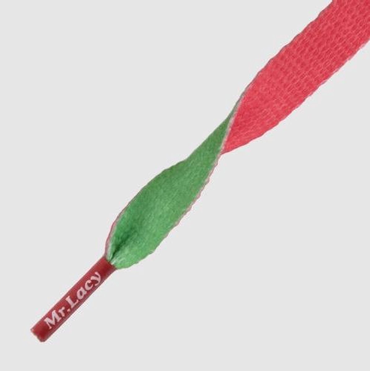 10 mm x 130 cm Plat - Groen / Rood - Clubbies Platte twee kleuren veter