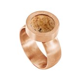 Quiges RVS Schroefsysteem Ring Rosékleurig Mat 17mm met Verwisselbare Zandsteen Beige 12mm Mini Munt