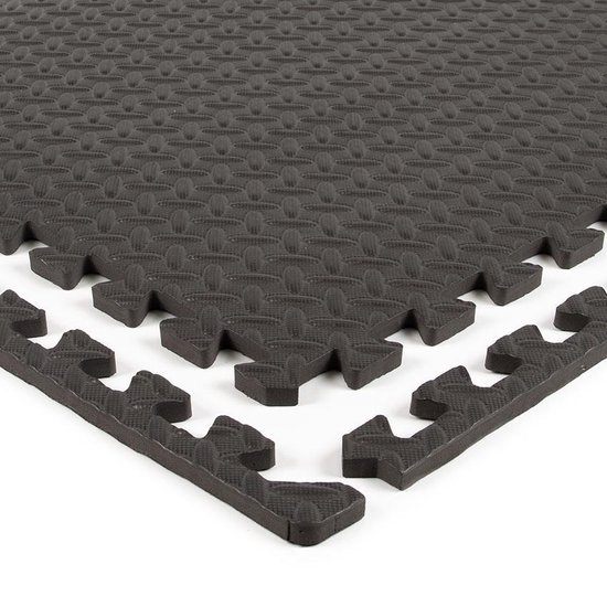 EVA FOAM tegels - Zwart - 62 x 62 x 1,2cm (set van 20 tegels inclusief randen) - Rubbermagazijn