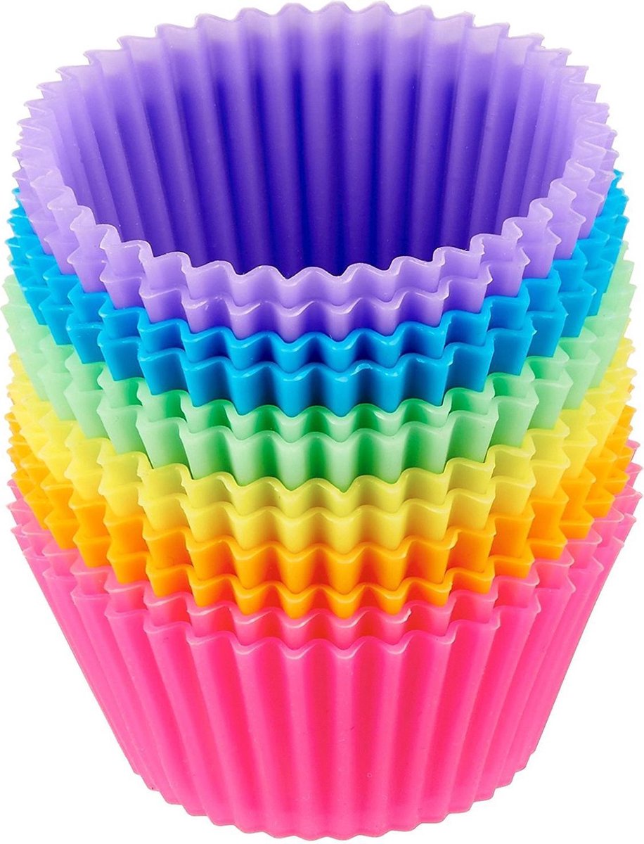 Siliconen Cupcake Vormpjes - 12 stuks - Muffin Vormpjes - Multicolor