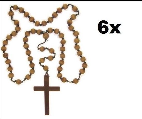 6x Paterskruis / monnikskruis met kralen ketting