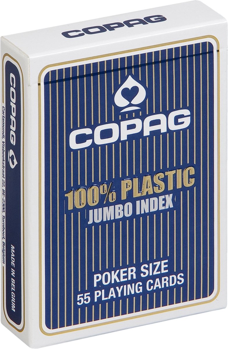 Afbeelding van product Cartamundi  Plastic speelkaarten Blauw Jumbo Index - Copag Cap