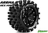 Louise RC - MT-ROCK - 1-10 Monster Truck Bandenset - Gemonteerd - Sport - Velgen 2.8 Zwart - Zeskant 14mm - L-T3275SBM