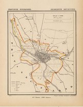 Historische kaart, plattegrond van gemeente Deventer in Overijssel uit 1867 door Kuyper van Kaartcadeau.com