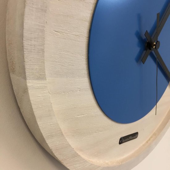 Horloge murale Quinten Design hollandais moderne blanc et bleu