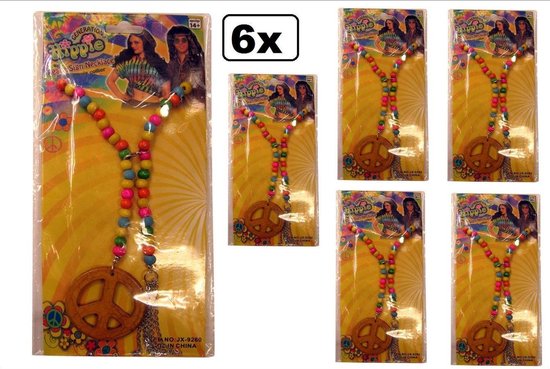 6x Kralen ketting PEACE kleur